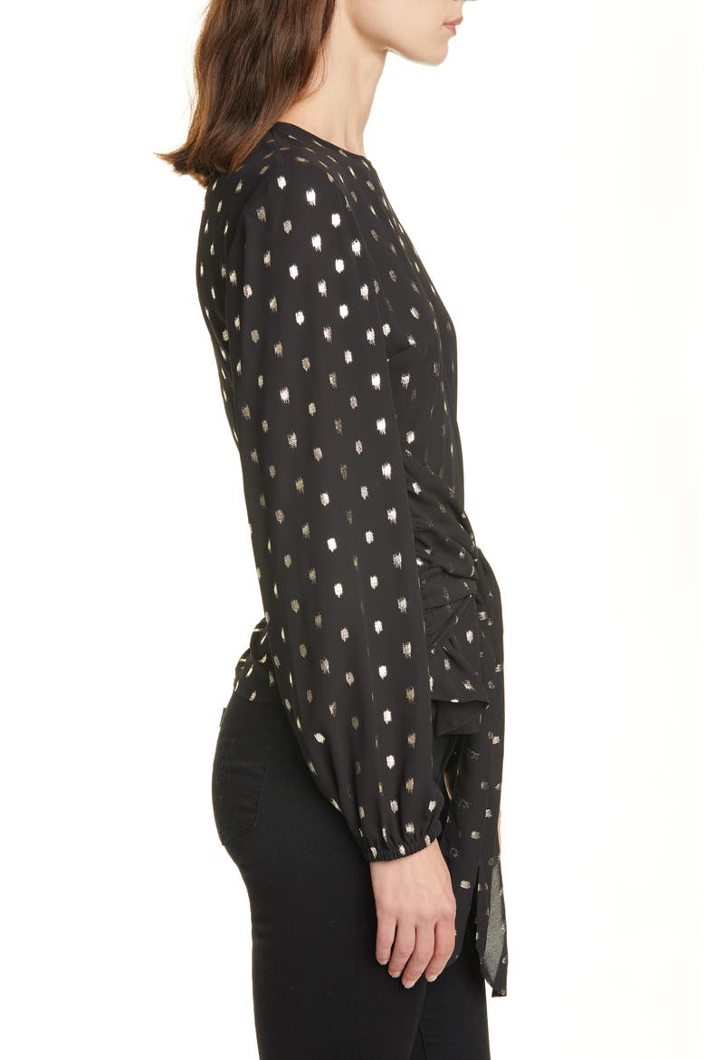 Naiomy Metallic Fleck Wrap Front Top, Alternate, color, BLACK