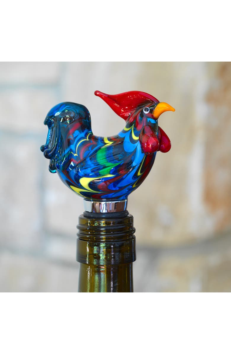 TWINE Rooster Glass Bottle Stopper, Alternate, color, Multicolor