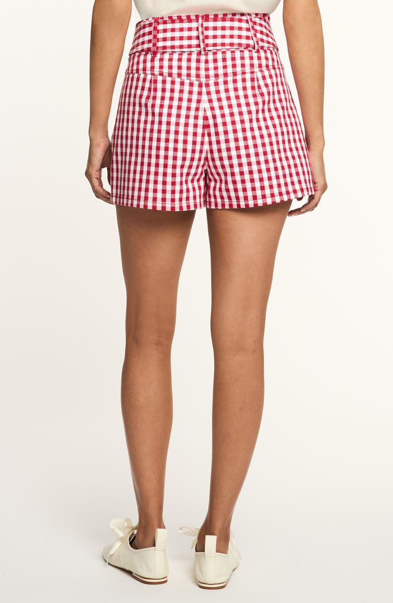 Cinq à Sept Belted Gingham Shorts, Alternate, color, Chili Pepper/ White