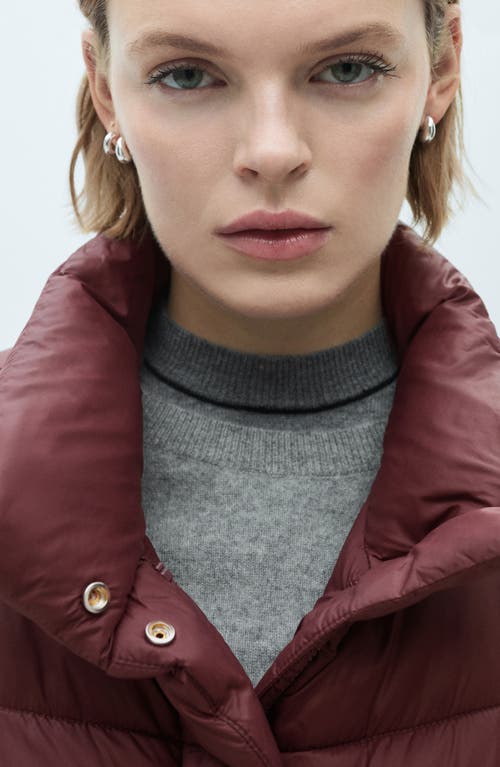Mango Quilted Puffer Coat In Maroon