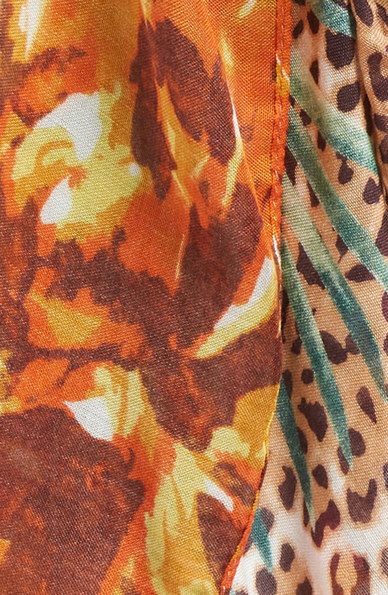 Tasha Leopard Floral Fringe Scarf, Alternate, color,