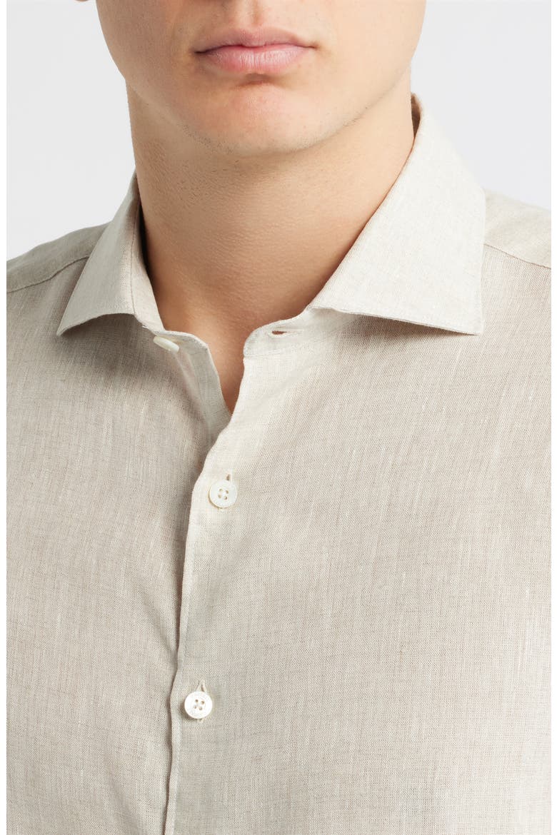 Regular Fit Linen Button-Up Shirt, Alternate, color, BEIGE