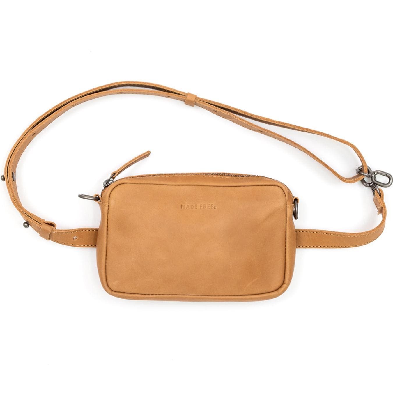 Made Free Leather Convertible Waistpack Handbag, Main, color, Camel