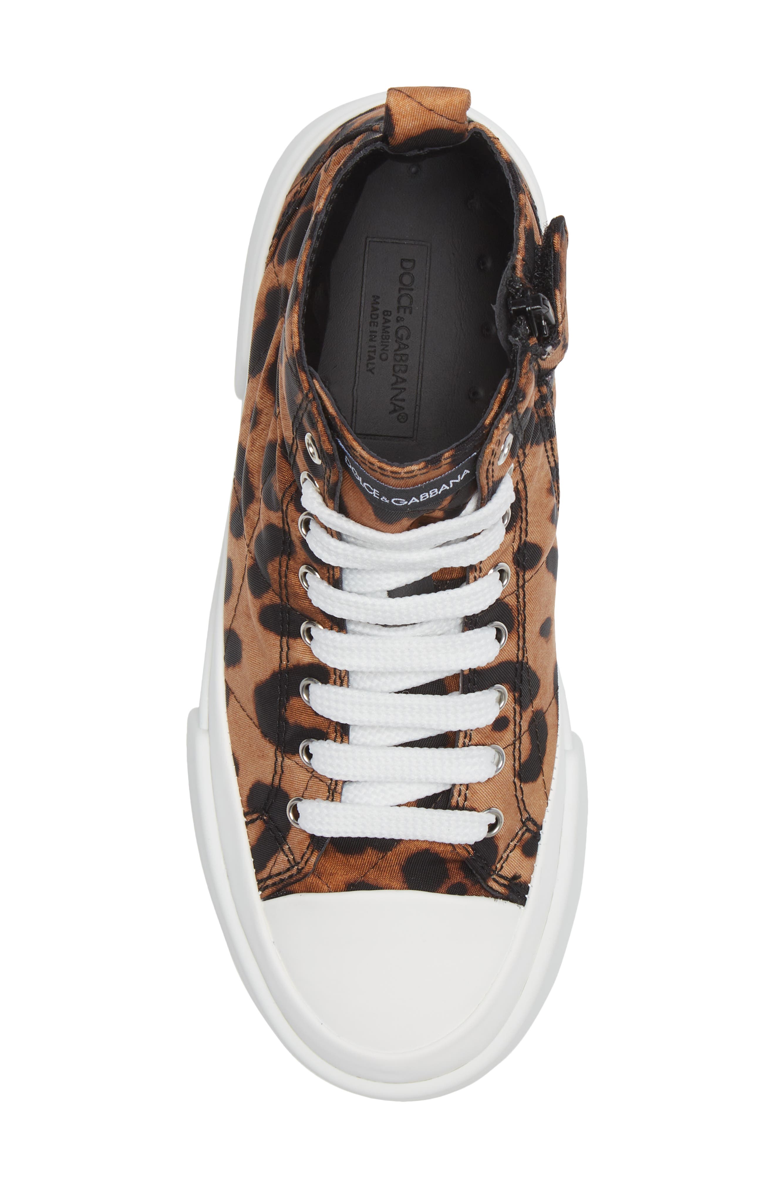 Dolce&Gabbana Portofino Leopard Print High Top Sneaker, Alternate, color, 