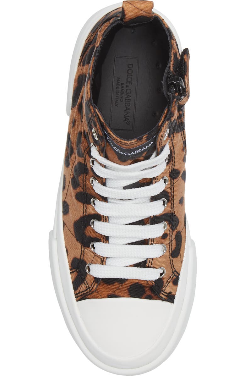 Dolce&Gabbana Portofino Leopard Print High Top Sneaker, Alternate, color,