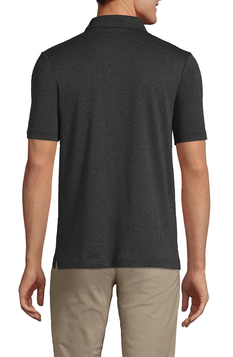 Lands' End Short Sleeve Cotton Supima Polo Shirt with Pocket, Alternate, color, Dark Charcoal Heather
