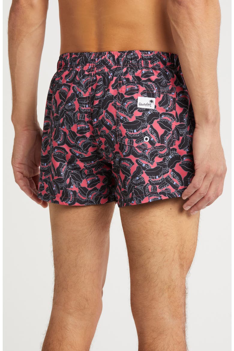 Teeth Shortie Swim Shorts, Alternate, color, PINK/ BLACK