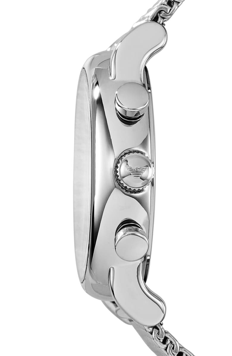 Emporio Armani Chronograph Mesh Strap Watch, 46mm, Alternate, color,