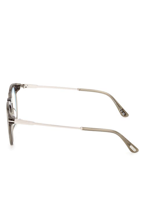 Tom Ford 49mm Round Blue Light Blocking Optical Glasses In Gray