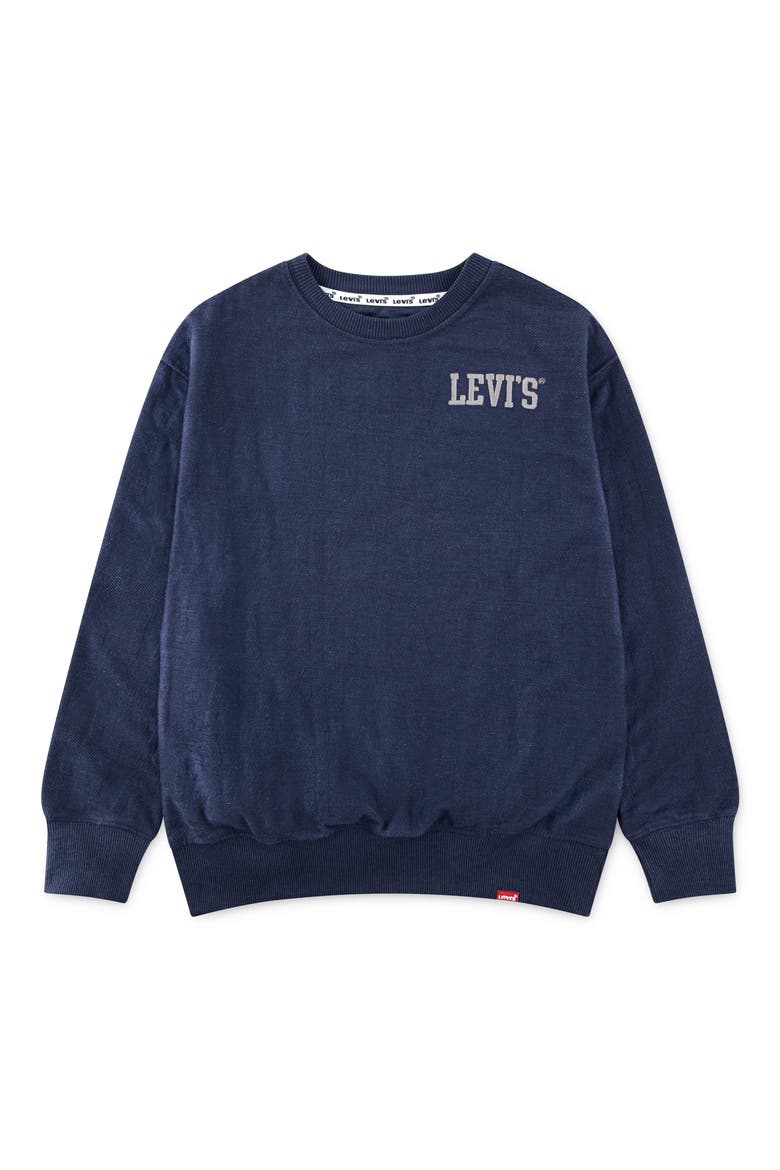 Kids' Branded Jacquard Graphic Sweatshirt, Main, color, DRESS BLUES
