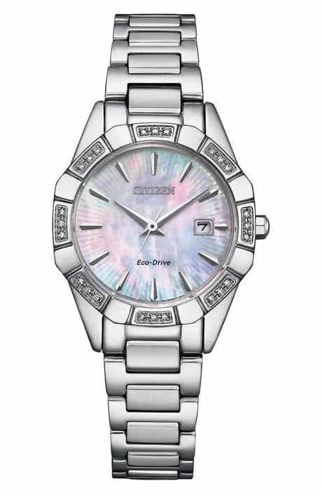 Citizen Mother-of-Pearl Diamond Eco-Drive Bracelet Watch, 28mm x 8mm