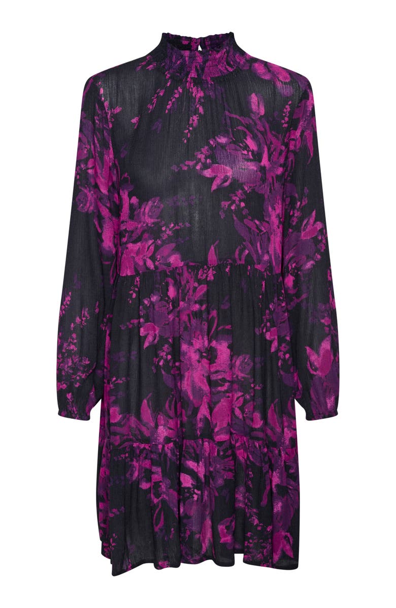 Kaffe Karikka Dress Long Sleeves High Neck, Alternate, color, Black/Purple Painted