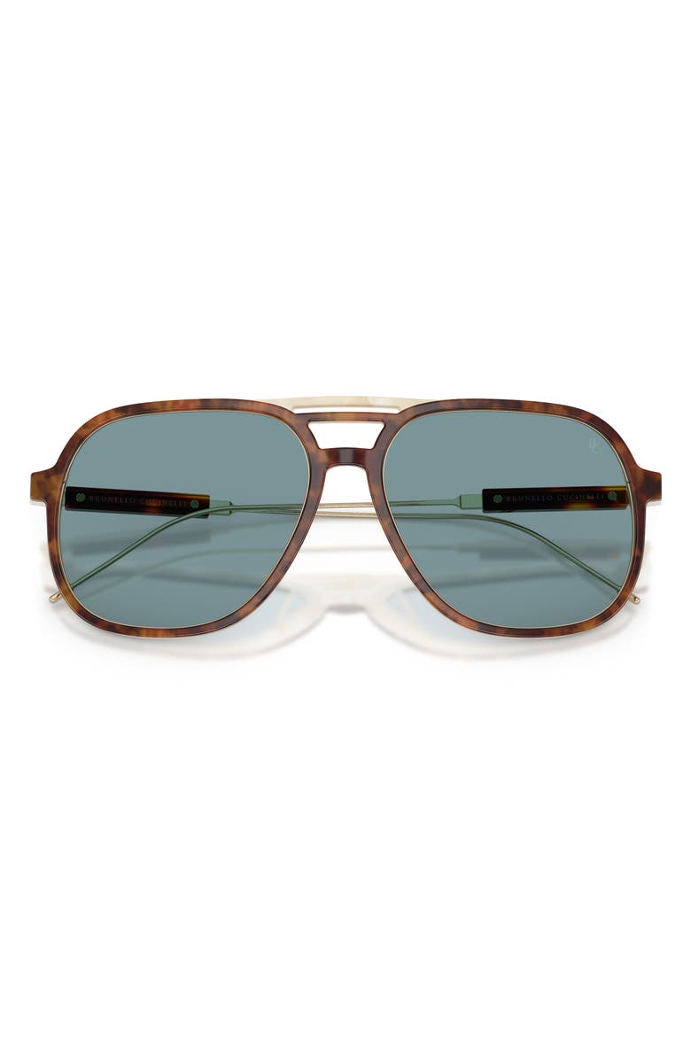 Brunello Cucinelli 57mm Pillow Sunglasses, Alternate, color, Havana / Night