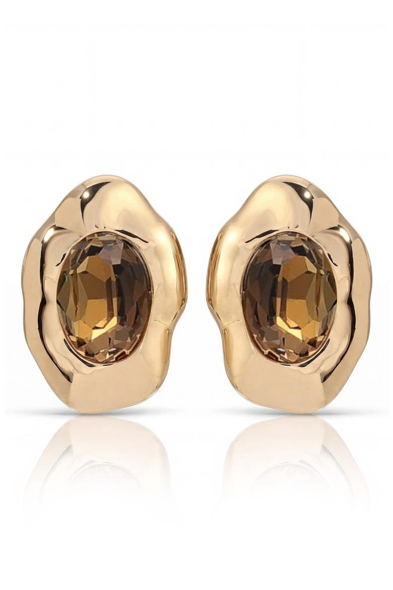 Molten Glow Crystal Stud Earrings, Main, color, SMOKEY QUARTZ