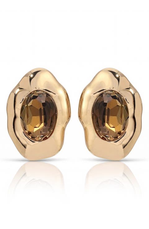 Molten Glow Crystal Stud Earrings