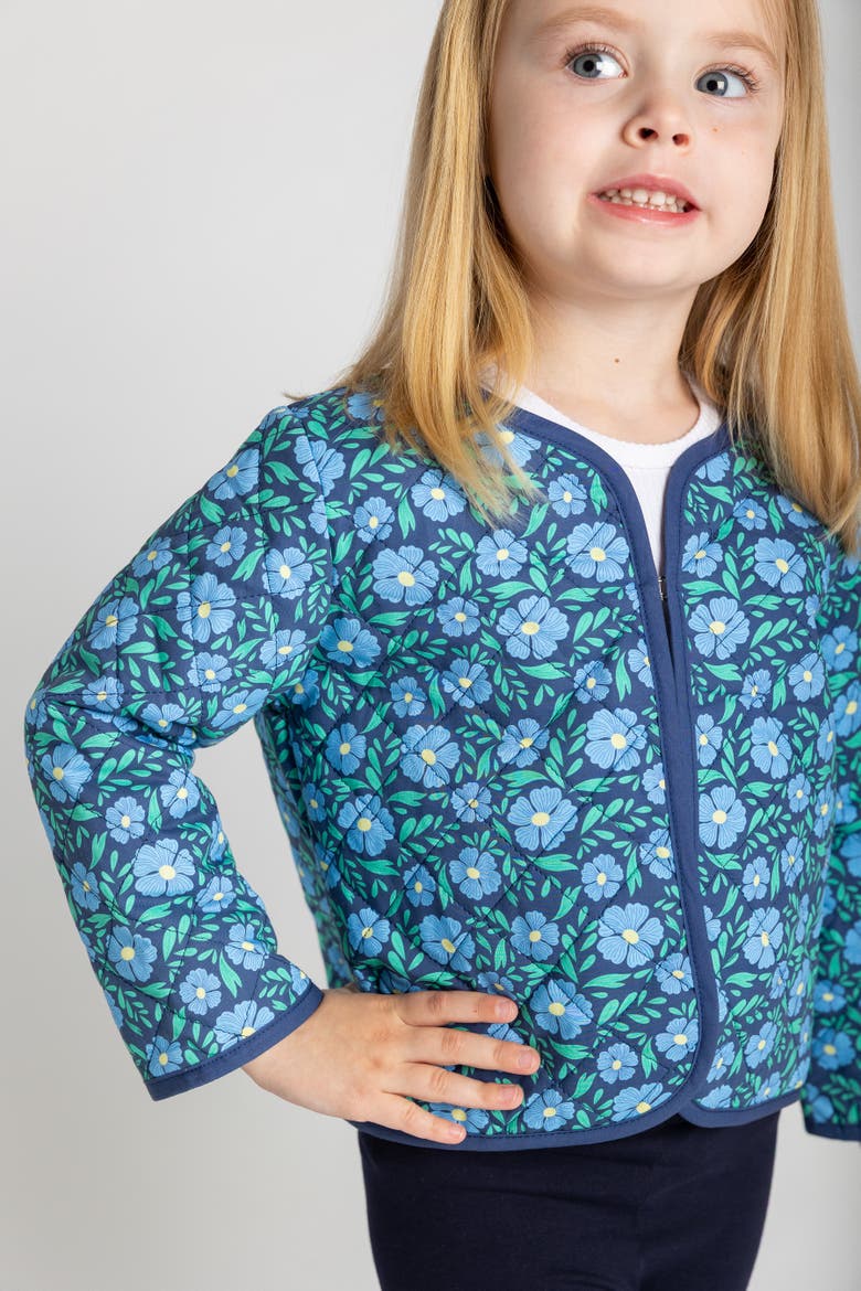 Floral Print Quilted Jacket, Alternate, color, Blue Floral