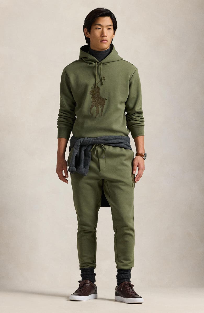 Polo Ralph Lauren Double Knit Cotton Blend Pullover Hoodie, Alternate, color, Thermal Green