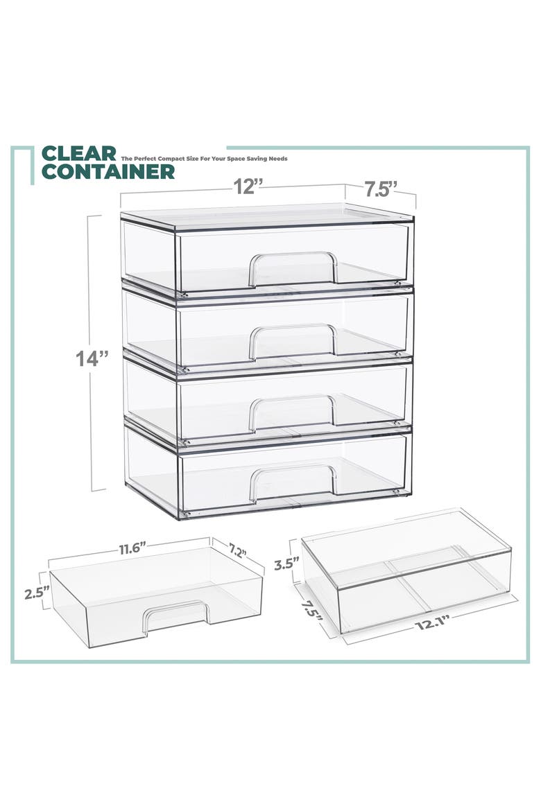 4-Pack Stackable Wide Storage Drawers, Alternate, color, NO COLOR