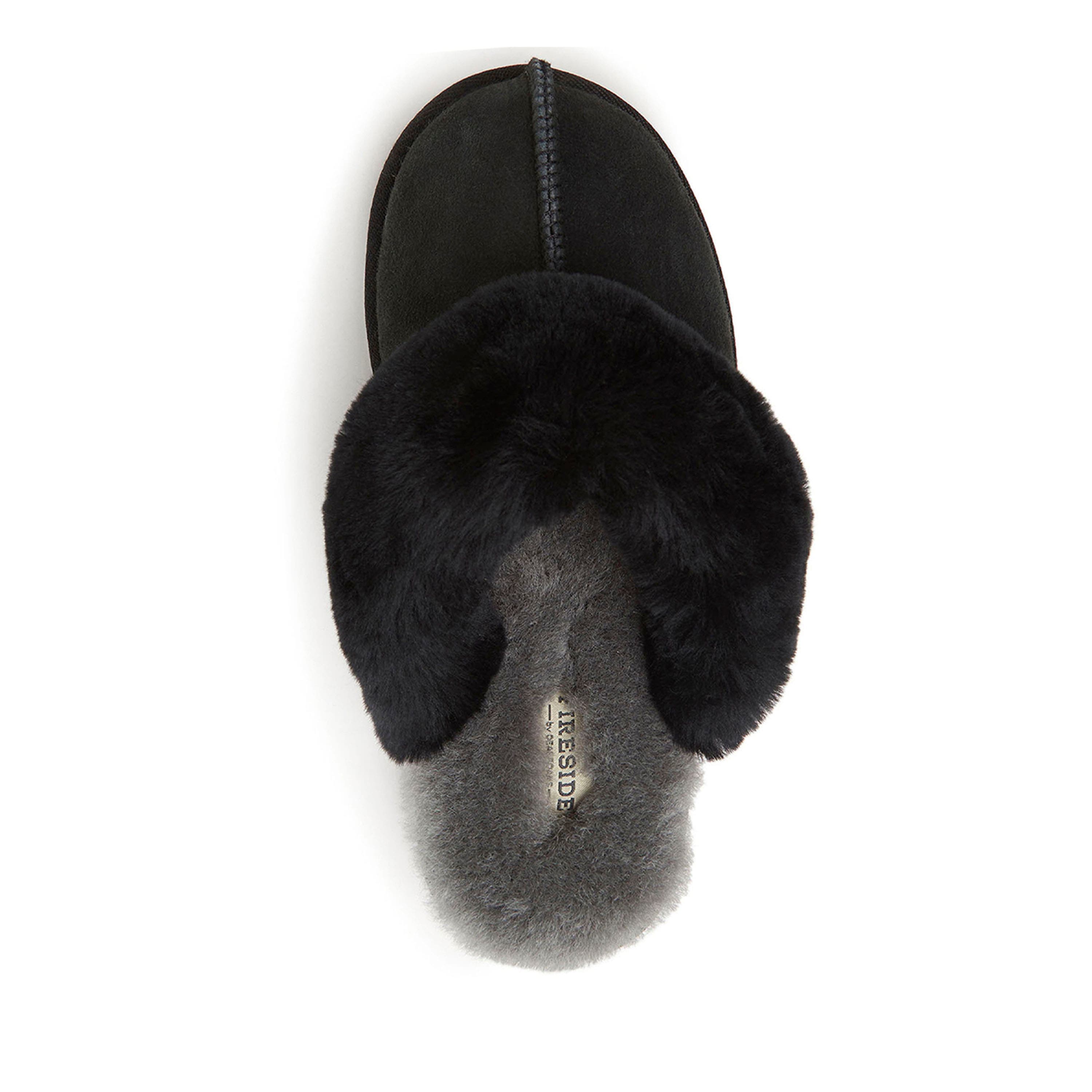 DEARFOAMS Fireside Sydney Genuine Shearling Scuff Slipper, Alternate, color, Black