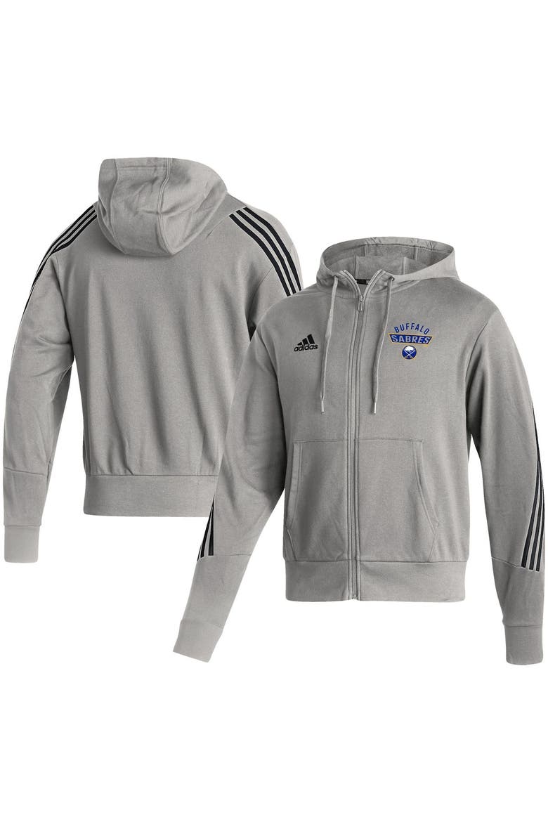 Men's adidas Heathered Gray Buffalo Sabres Fashion Full-Zip Hoodie, Main, color, Heather Gray
