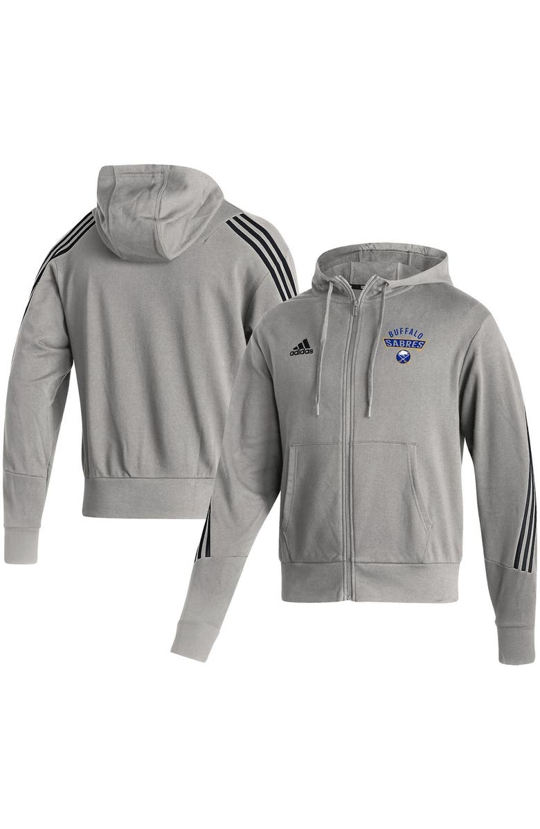 adidas Men's adidas Heathered Gray Buffalo Sabres Fashion Full-Zip Hoodie, Main, color, 