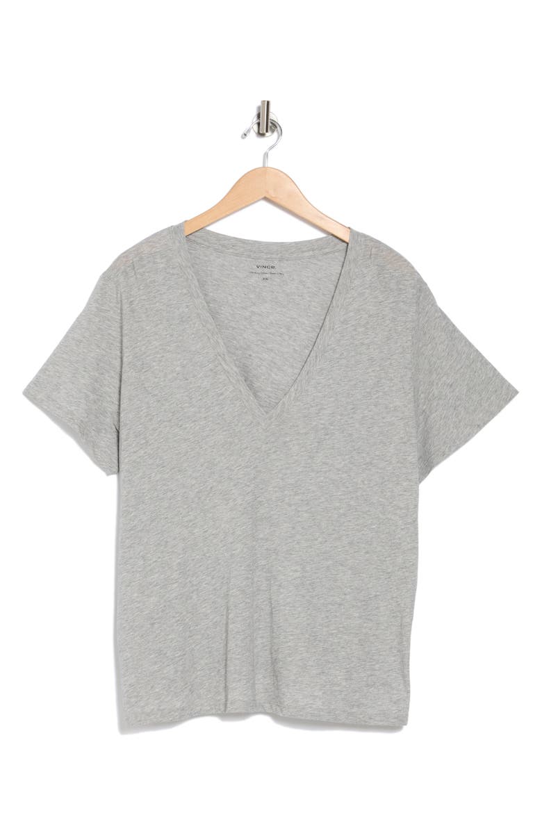 Vince Essential V-Neck T-Shirt, Main, color, Heather Grey