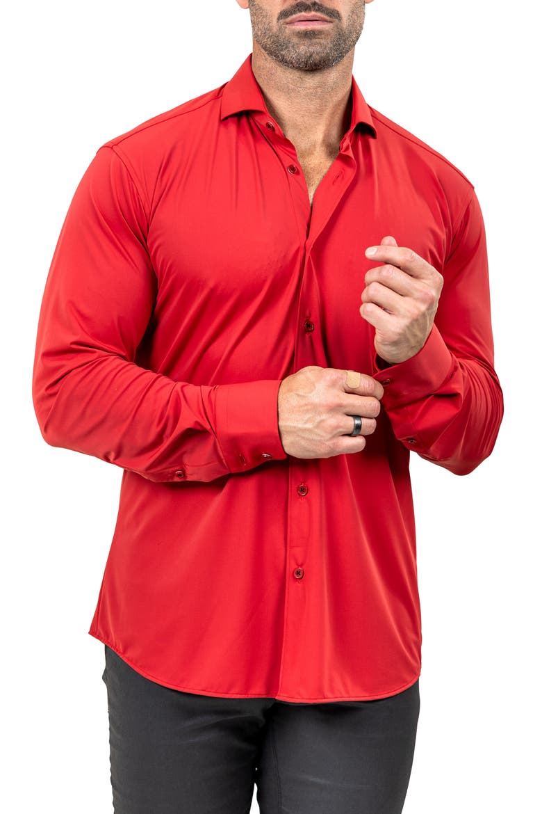 Eins Marthy Contemporary Fit Button-Up Shirt, Alternate, color, RED