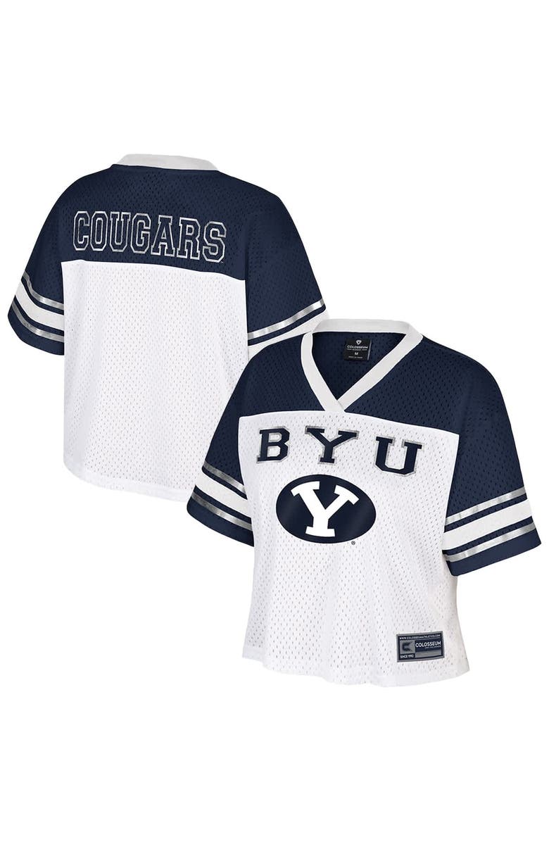 COLOSSEUM Women's Colosseum  White BYU Cougars Treasure Cropped Football Jersey, Main, color, White