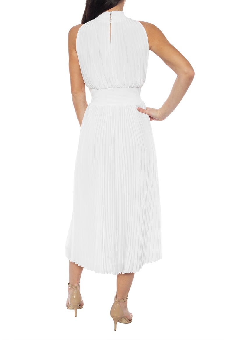Mock Neck Smocked Waist Midi Dress, Alternate, color, WHITE
