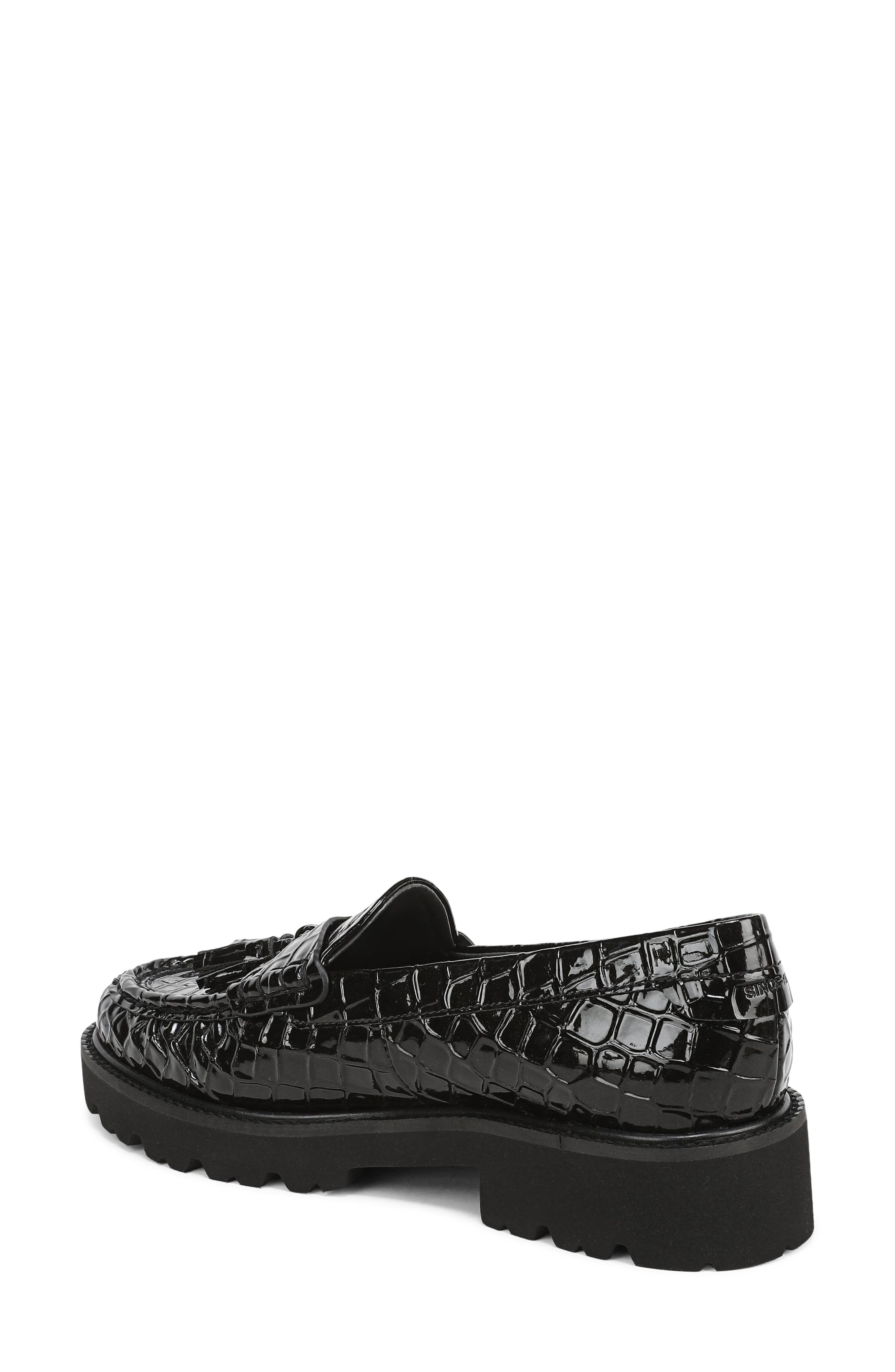 Sarika Tassel Loafer, Alternate, color, BLACK CROCCO PU