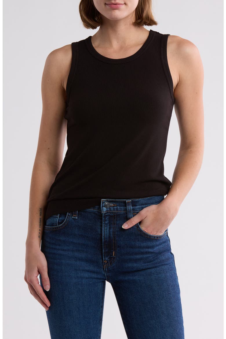 Fitted Ribbed Tank Top, Main, color, RICH BLACK 060