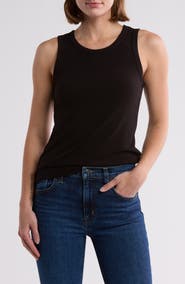 Halogen® Fitted Ribbed Tank Top