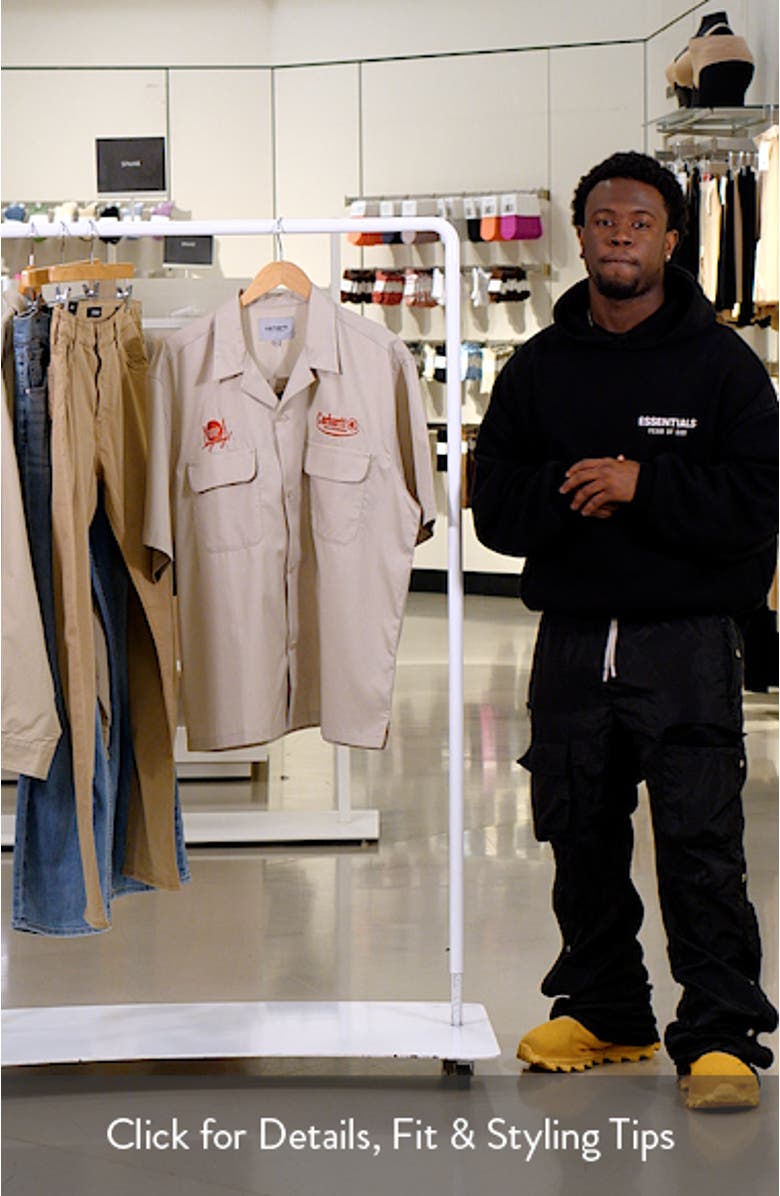 Deli Embroidered Short Sleeve Cotton Button-Up Shirt, sales video thumbnail