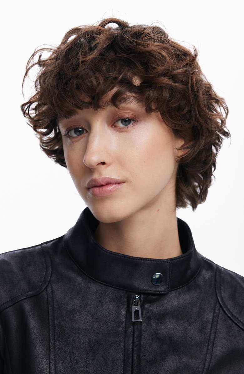 Desigual Faux Leather Moto Jacket, Alternate, color, 