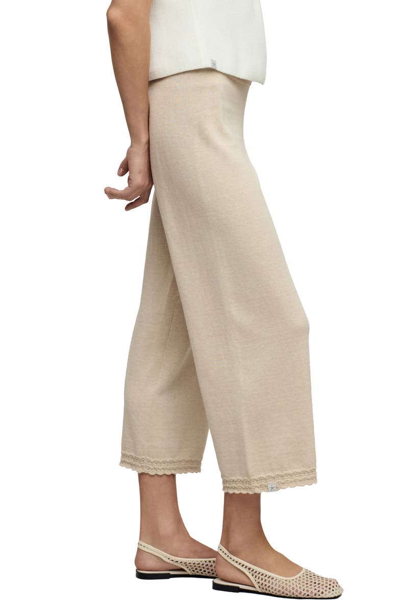 Barefoot Dreams<sup>®</sup> Pointelle Hem Cotton Crop Pants, Alternate, color, Heather Stone