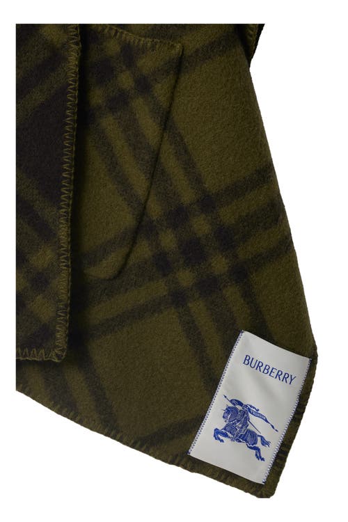 Burberry Reversible Check Wool Cape In Camp
