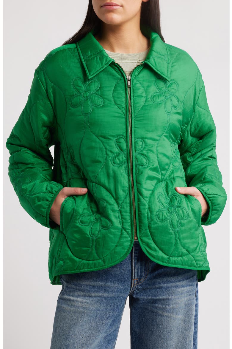The Daisy Quilted Nylon Ripstop Jacket, Alternate, color, DILL