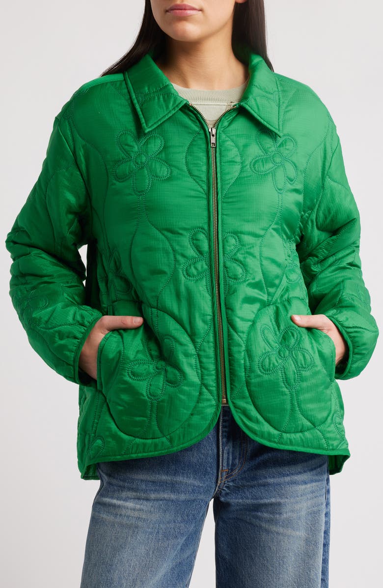 THE GREAT. The Daisy Quilted Nylon Ripstop Jacket, Alternate, color, 
