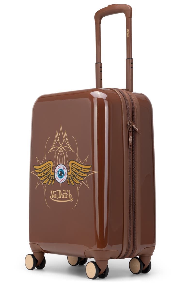 Eyeflight Expandable Hardside Spinner Carry-on Suitcase, Alternate, color, Brown