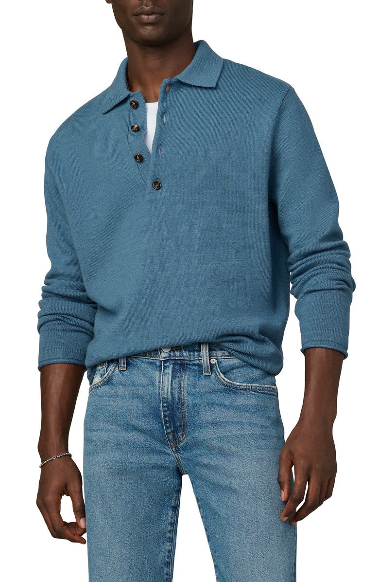 Joe's Long Sleeve Wool Polo Sweater, Main, color, Bluefin