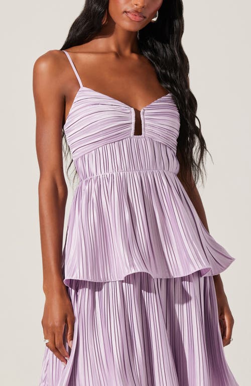 ASTR ASTR THE LABEL LUPIN PLISSÉ SLEEVELES TIERED MAXI DRESS
