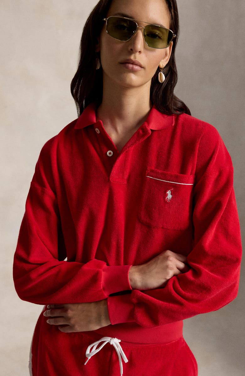Polo Ralph Lauren Terry Cloth Polo Sweatshirt, Alternate, color, Red
