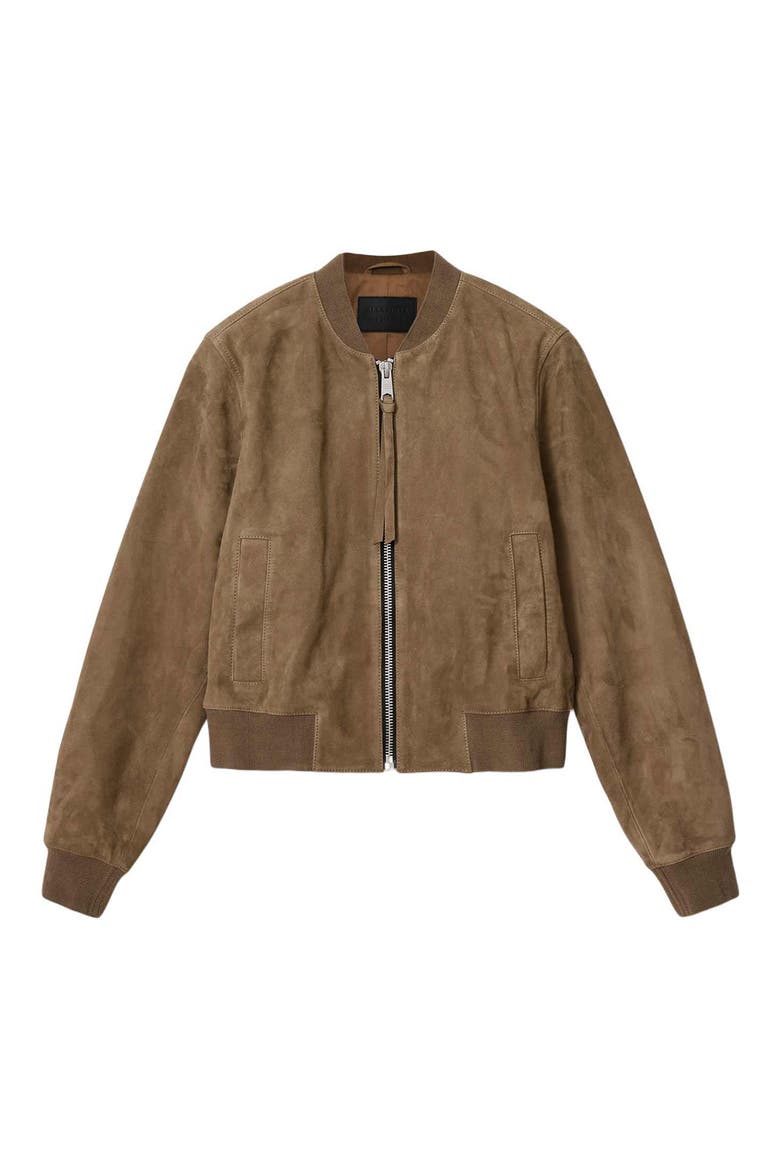 Orten Suede Bomber Jacket, Alternate, color, WALNUT BROWN