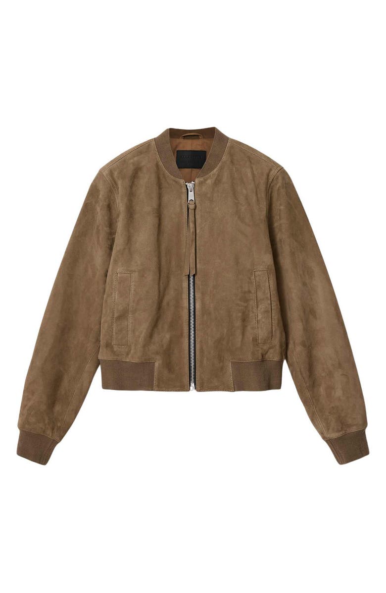 AllSaints Orten Suede Bomber Jacket, Alternate, color, Walnut Brown
