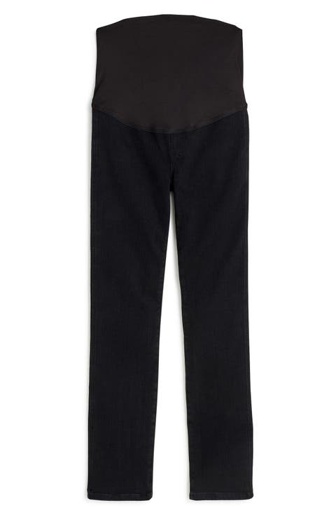 Maternity Over-the-Belly Stovepipe Jeans in Black Rinse Wash