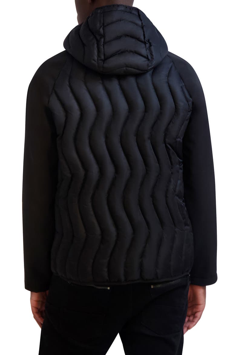 Mixed Media Hoodie Jacket, Alternate, color, BLACK