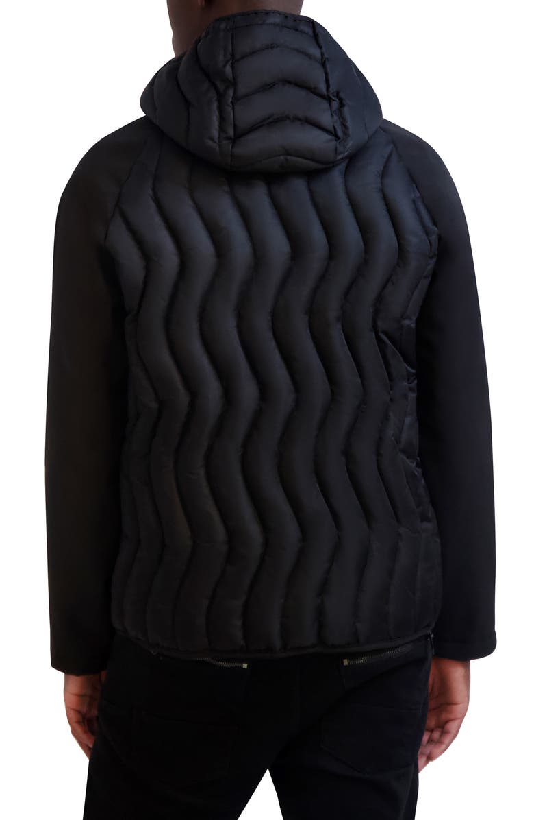 KARL LAGERFELD PARIS Mixed Media Hoodie Jacket, Alternate, color, Black