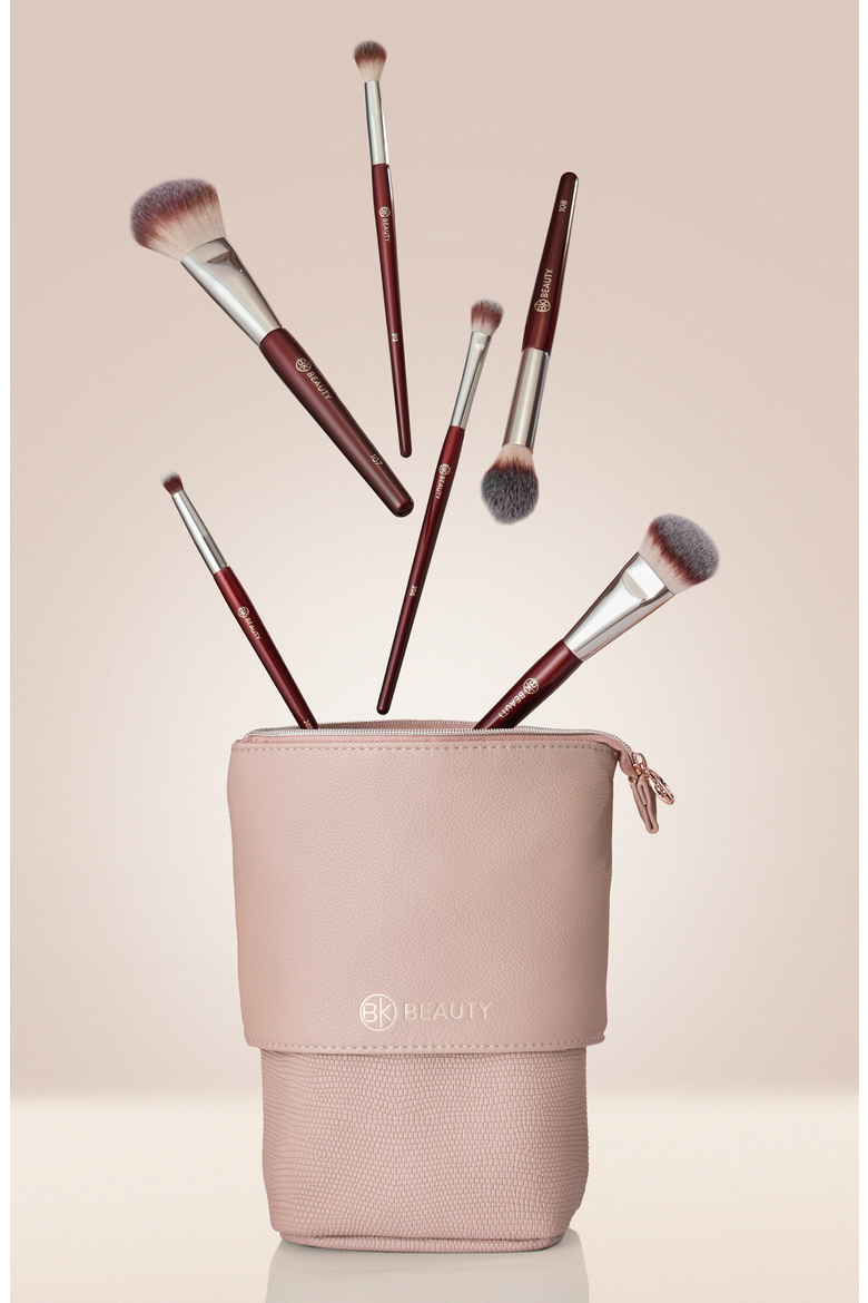 Standup Brush Holder & Travel Makeup Bag, Alternate, color, Blush