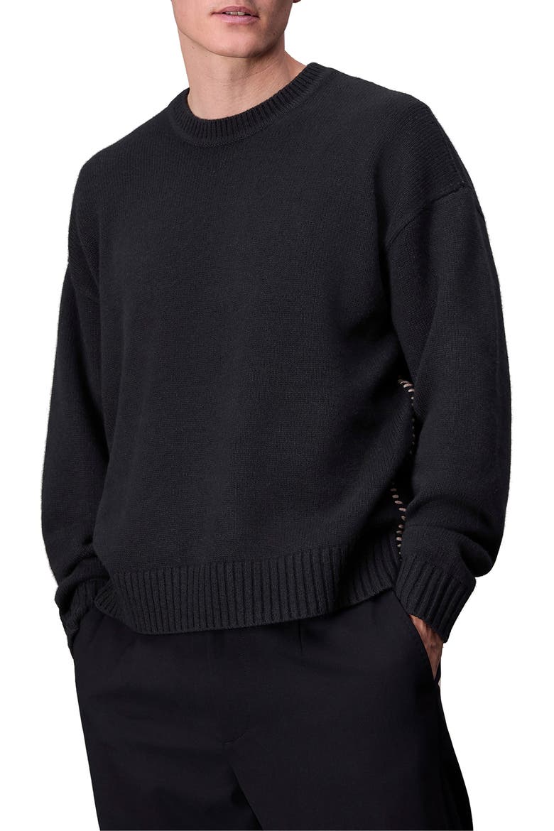 Clarkson Whipstitch Wool Sweater, Main, color, BLACK