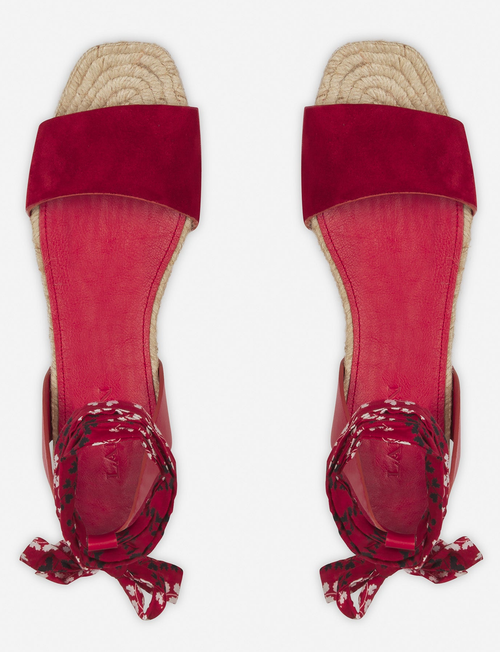 Lanvin Domra Flat Suede Sandals In Red